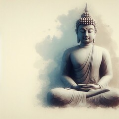 Isolated Watercolor Buddha in 3D