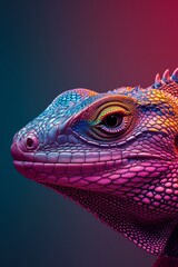 Colorful Iguana on a Vibrant Background