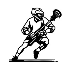 Male Lacrosse Player Silhouette,Minimalist vector 	
