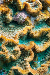 The textured surface of coral formations found in underwater ecosystems, showcasing their intricate structures and vibrant colors. Coral textures offer a marine-inspired backdrop.