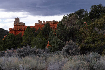Red Limestone rock formations in Red Canyon near Panguitch, Utah
