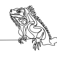Naklejka premium Graceful One-Line Iguana: A Minimalistic Vector Art