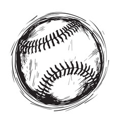 Baseball  in cartoon, doodle style . Image for t-shirt, web, mobile apps and ui. Isolated 2d vector illustration in logo, icon, sketch style, Eps 10, black and white. AI Generative
