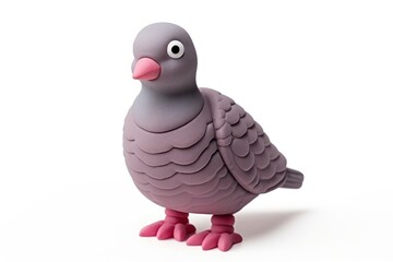 Cute Plasticine clay 3d of Pigeon pigeon outdoors snowman.
