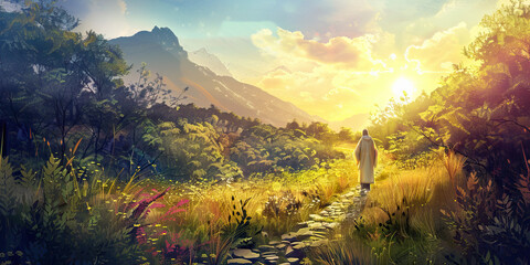 Path of Salvation: Following Christ's Example - Following the path of salvation laid out by Christ, where believers strive to emulate his life, teachings, and sacrifice