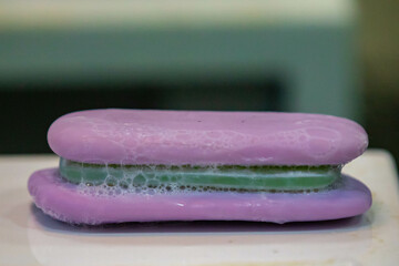 Recycled soaps stuck together to save money