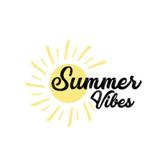 hello summer hand drawn lettering  on white background Vector template EPS10