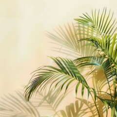 Tropical Palm Leaves Background with pink turquoise Color