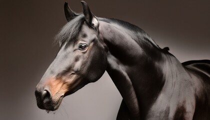 ai generative of black horse on a black background mock-up