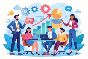 A group of business people strategizing for the future