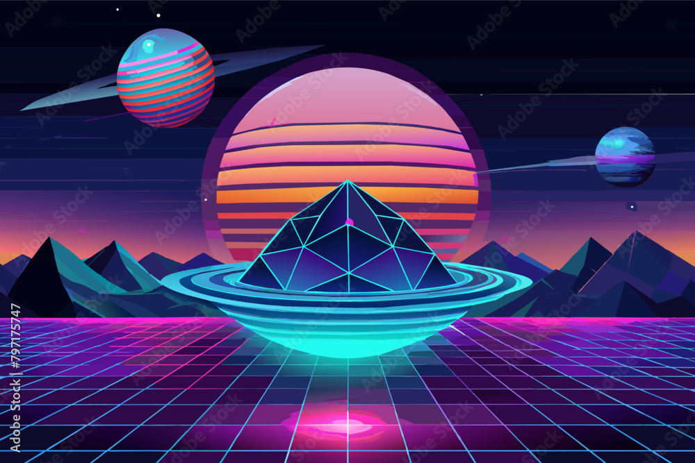 Poster A gradient mesh with a holographic effect applied, creating a futuristic look.