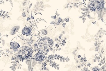 Fototapeta premium Toile wallpaper a single Bouquet of flowers pattern art backgrounds.