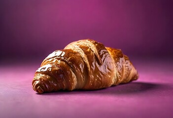 Freshly Baked Croissant Digital Painting Isolated Sweet Bakery Illustration Background Food Design - obrazy, fototapety, plakaty