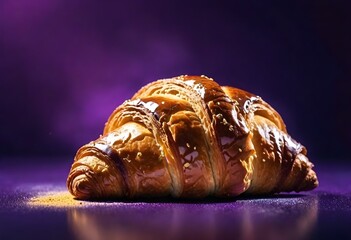 Freshly Baked Croissant Digital Painting Isolated Sweet Bakery Illustration Background Food Design - obrazy, fototapety, plakaty