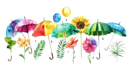 Branch, flowers, sun, balloons