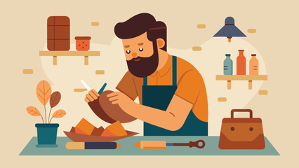 On a lazy weekend afternoon a leatherworker takes in experimenting with new techniques and designs allowing their creativity to flow freely without.
