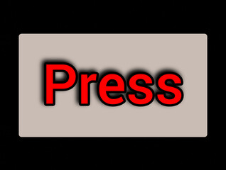 Volumetric 3D inscription Press on a white background
