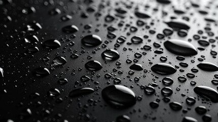 Black surface with water droplets