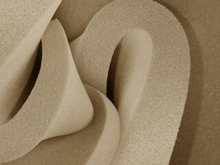 complex bundles and folds of light brown sponge foam
