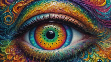 Vibrant hypnotic Macro Trippy Psychedelic Surreal Irish Eye