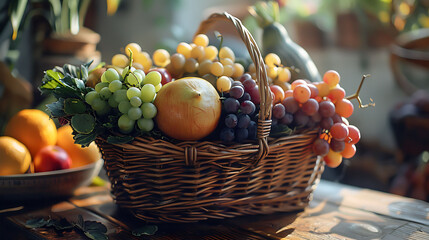 Basket filled healthy food