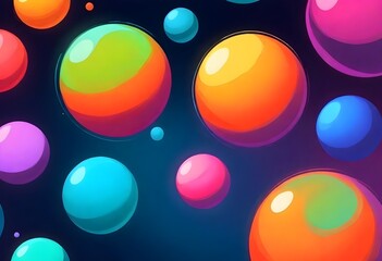 Floating Orbs Digital Painting Artwork Colorful Illustration Abstract Background Design