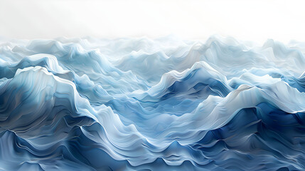 Obraz premium Shimmering ocean waves frozen in an abstract futuristic 3D texture on a white background