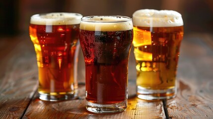 Glasses filled with refreshing draught beer, ready to be enjoyed. Ai Generated.