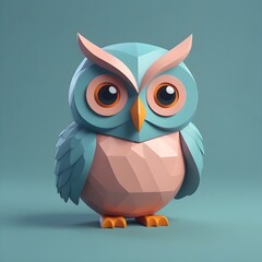 Abstract Cute Owl Minimalistic Digital Painting Geometric Illustration Animal Background Design