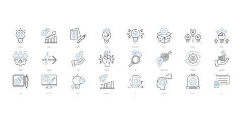 Innovation icons set. Set of editable stroke icons.Set of Innovation