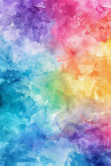 Fototapeta na wymiar Digital watercolor texture featuring vibrant rainbow hues blending together in abstract patterns. 