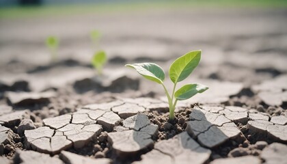 Green Plant Cracked Dry Soil Digital Painting Isolated Plants Illustration Background Nature Design