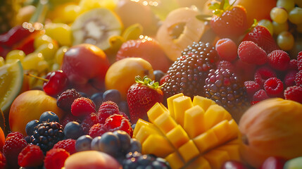 Fresh assorted fruits background, Love fruits, healthy food