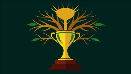 Fototapeta na wymiar A golden trophy in the shape of a tree with roots spreading out symbolizing the growth and resilience of the African American community.. Vector illustration