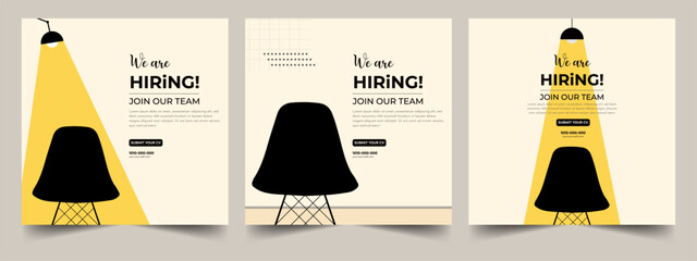 Flat Hiring announcement social media post design,