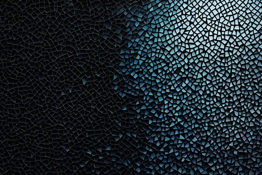 A black and white photo of a broken surface with a blue background