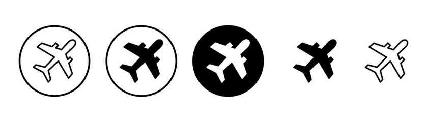 Fototapeta premium Plane icon vector isolated on white background. Aeroplane vector icon. Flight transport symbol. Travel element illustration. Holiday symbol. Airplane