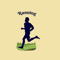Running marathon logo vector graphic of illustration