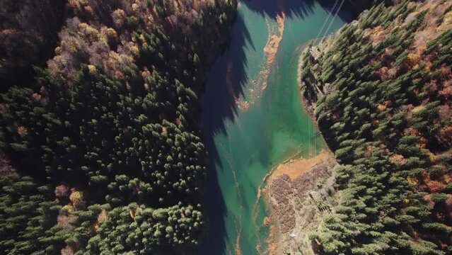 Aerial video over Scropoasa lake Romania