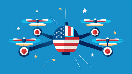 Innovative and exhilarating Independence Day drone racing brings a whole new level of excitement to this patriotic holiday.. Vector illustration