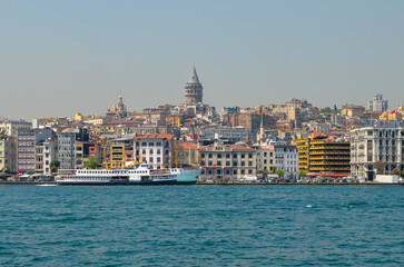 view of the bosphorus strait and galata tower