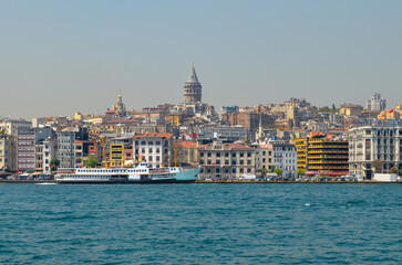 Fototapeta premium view of the bosphorus strait and galata tower