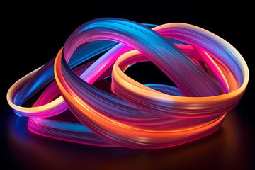 Neon Spectrum Ribbons: 3D Digital Art Gallery Collection