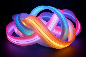3D Neon Spectrum Ribbons: A Digital Art Gallery Collection Masterpiece