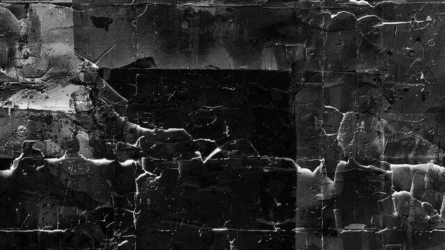 Torn old poster textures. Stop Motion animation. Seamless loop collage urban street posters slideshow background