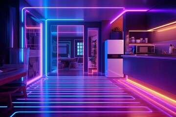 3D Neon Spectrum Ribbons in Interactive Home Automation Interfaces