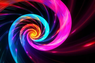 Abstract Neon Spiral Visual Art for Educational Software: Illuminate Your Learning Journey.