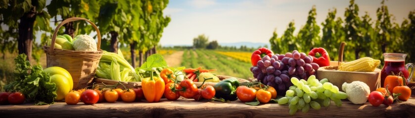 An outdoor picnic setting with a colorful spread of unprocessed vegetables and fresh, vibrant oranges, capturing a perfect sunny day ambiance