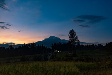 Chimborazo, highest volcano in Ecuador, beautiful night view from San Andres