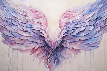 Ethereal Angel Wing Gradients Divine Mural Painting Masterpiece